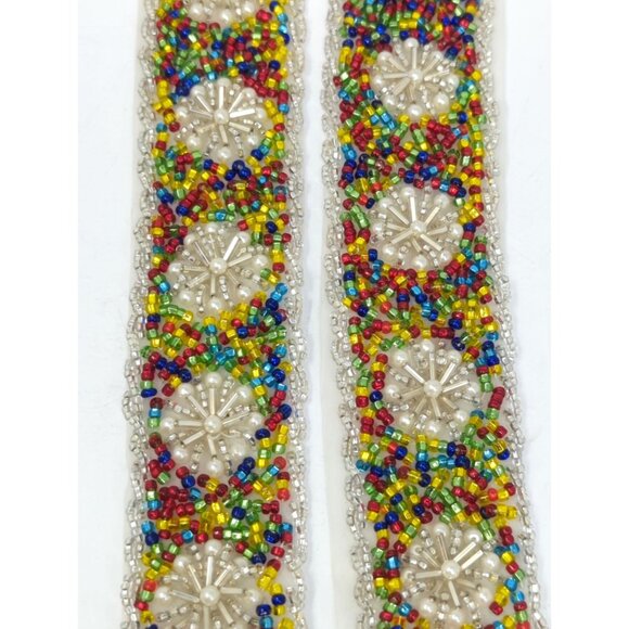 Vintage Multicolor Beaded Lace Trim 1.5" X 6Ft Design Sewing craft - Picture 8 of 9